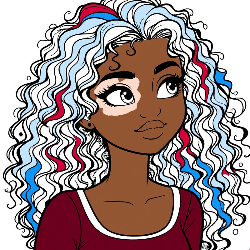 realistic girl with curly hair
