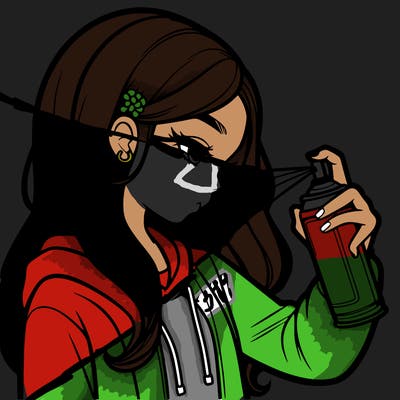 a realistic girl spray painting