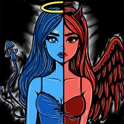devil vs angel realistic girl