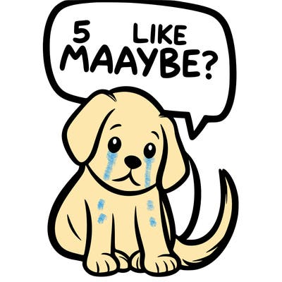 a puppy that says 5 like maybe