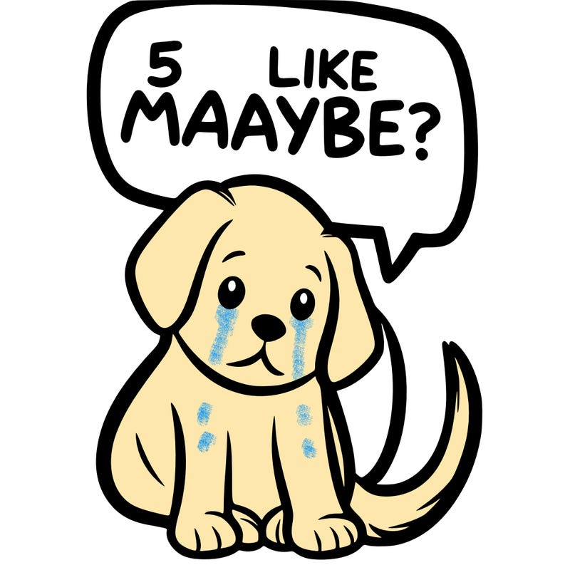 a puppy that says 5 like maybe
