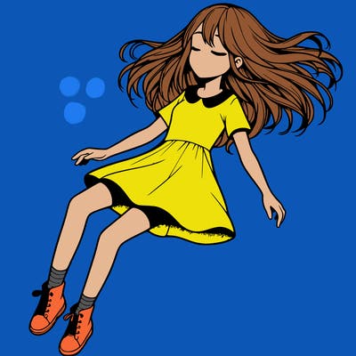 realistic girl floating