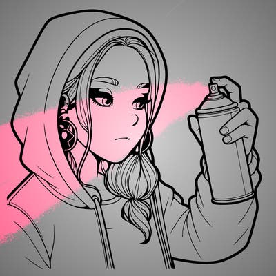 a realistic girl, spray painting
