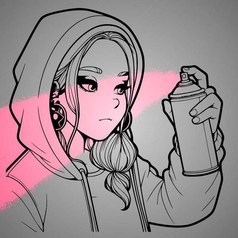 a realistic girl, spray painting