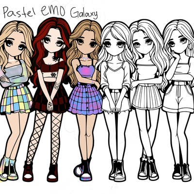 a group of girls realistic