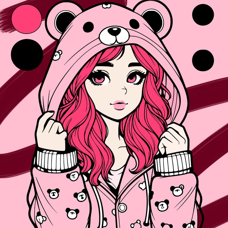 realistic girl in a animal pjs hoodie