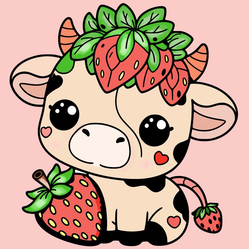 cute strawberry cow