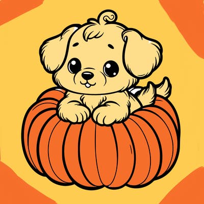 cute little puppy in a pumpkin