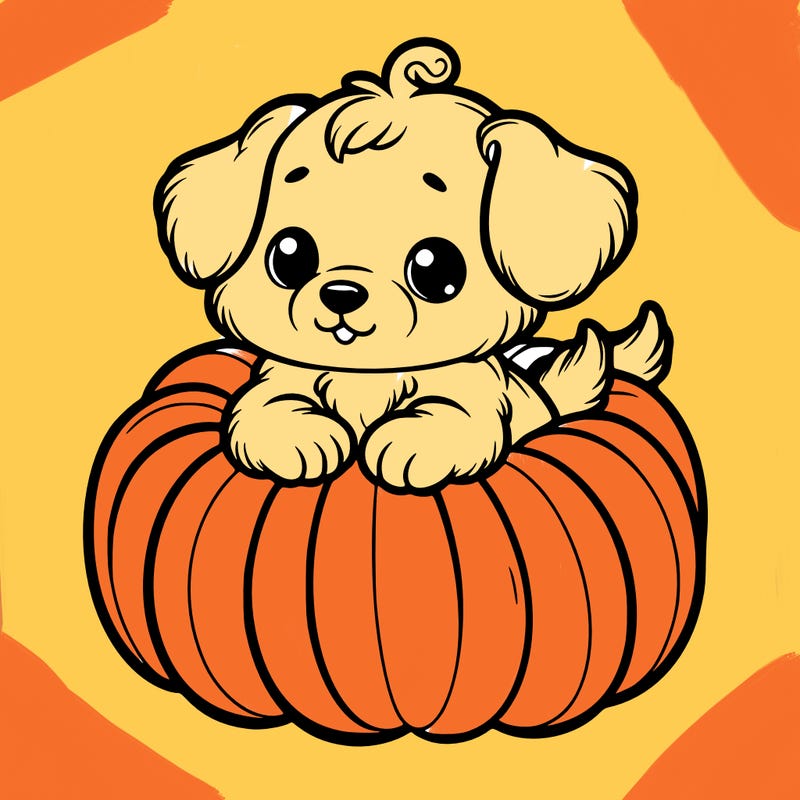 cute little puppy in a pumpkin