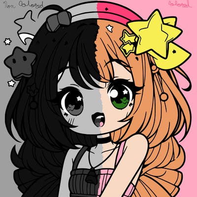 cute anime girl with star accessories