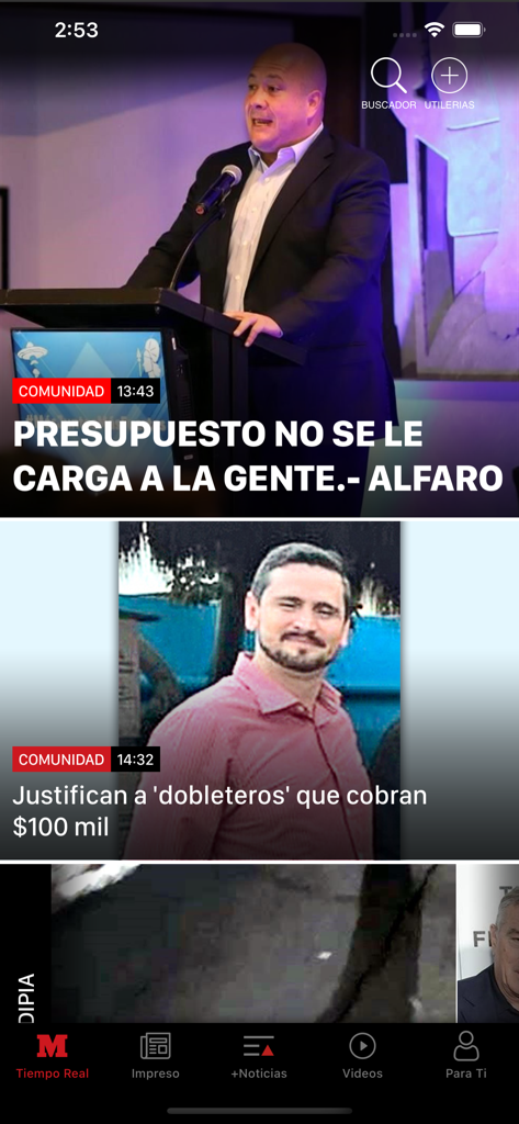 MURAL - Interfaz de la aplicación móvil MURAL mostrando titulares de noticias en español en tiempo real y artículos de la comunidad