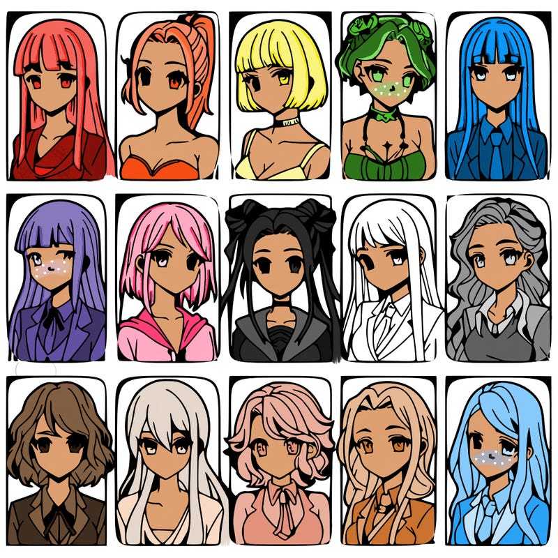 girls that look diffrent anime