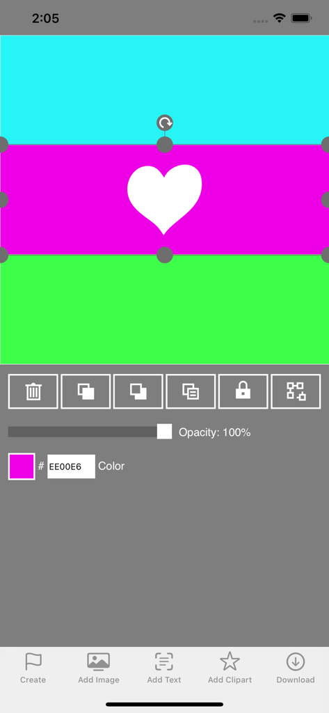 Interface of the Flag Design app showing custom flag creation with a heart icon