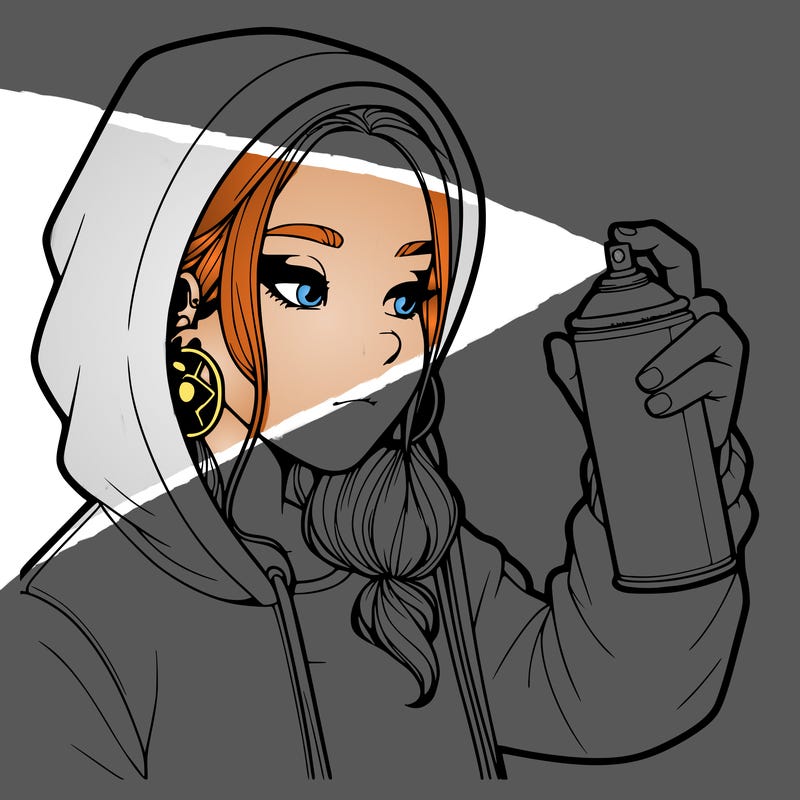 a realistic girl, spray painting