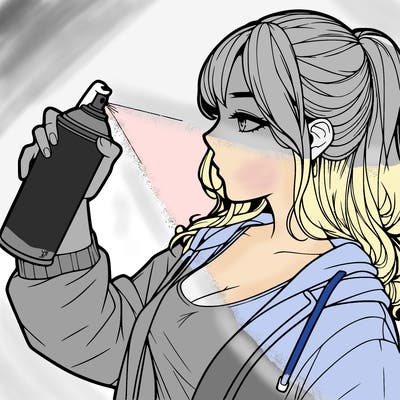 a realistic girl spray, painting
