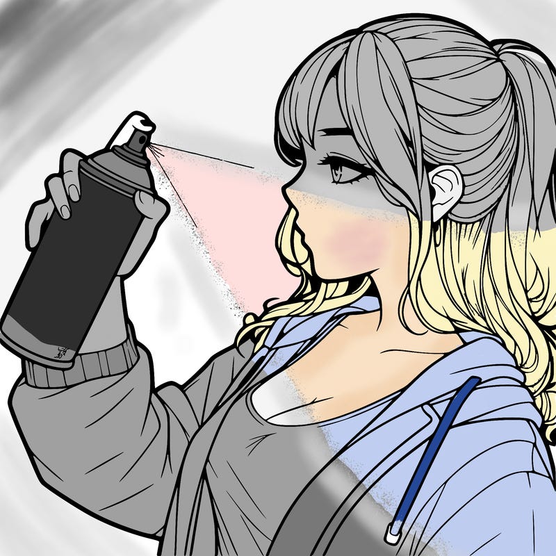 a realistic girl spray, painting