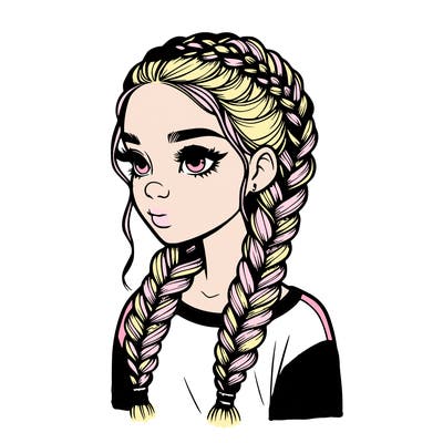 realistic girl with braids