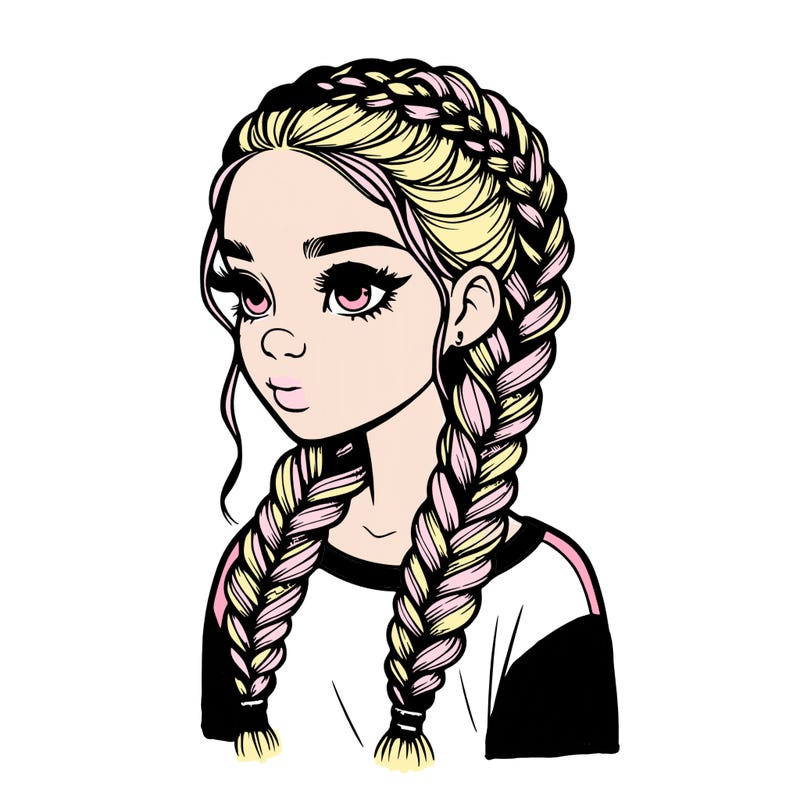 realistic girl with braids