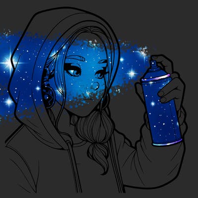 a realistic girl, spray painting