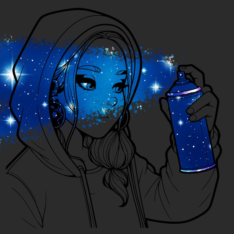 a realistic girl, spray painting