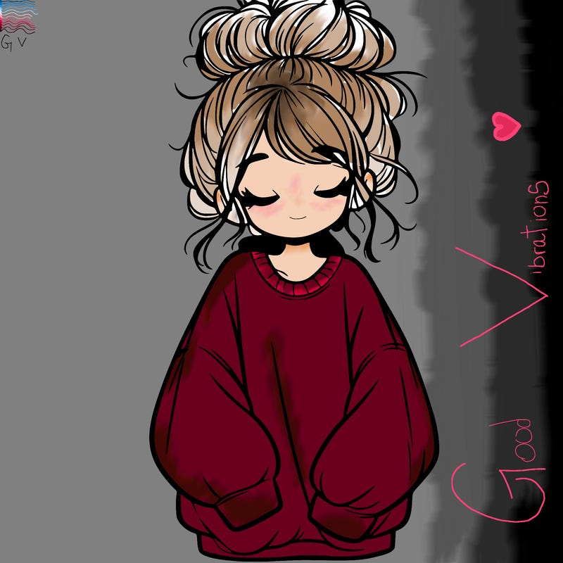 girl with baggy sweatshirt and messy bun