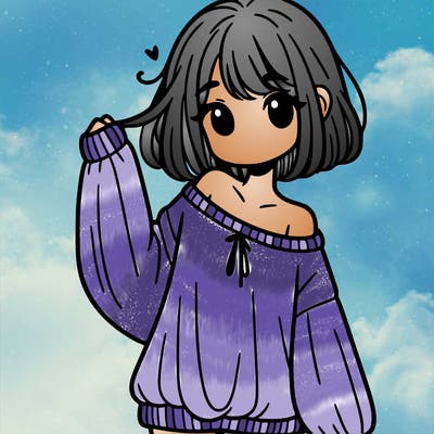 girl in baggy sweater hanging off her shoulder