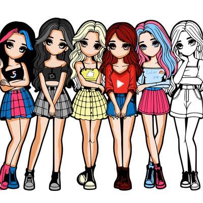 a group of girls realistic