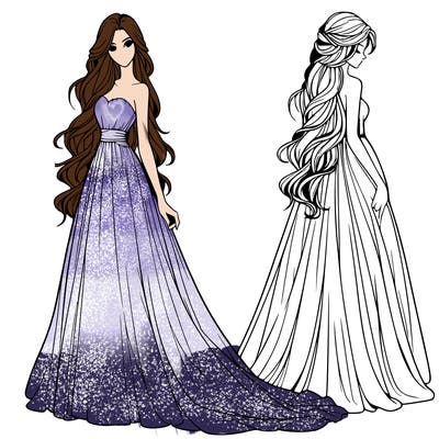 realistic woman with long flowing dress