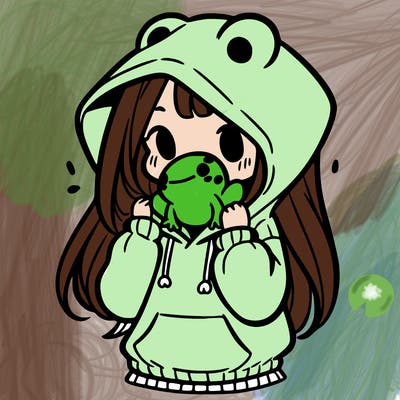a girl holding a froggy hoodie