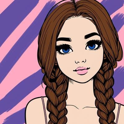realistic girl with braids