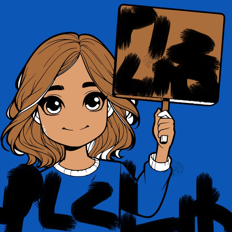 realistic girl holding up a sign