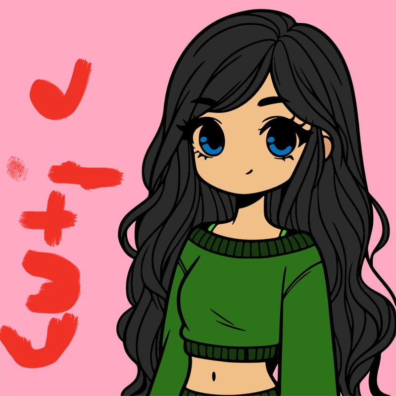 girl with long hair and a crop top with a sweater