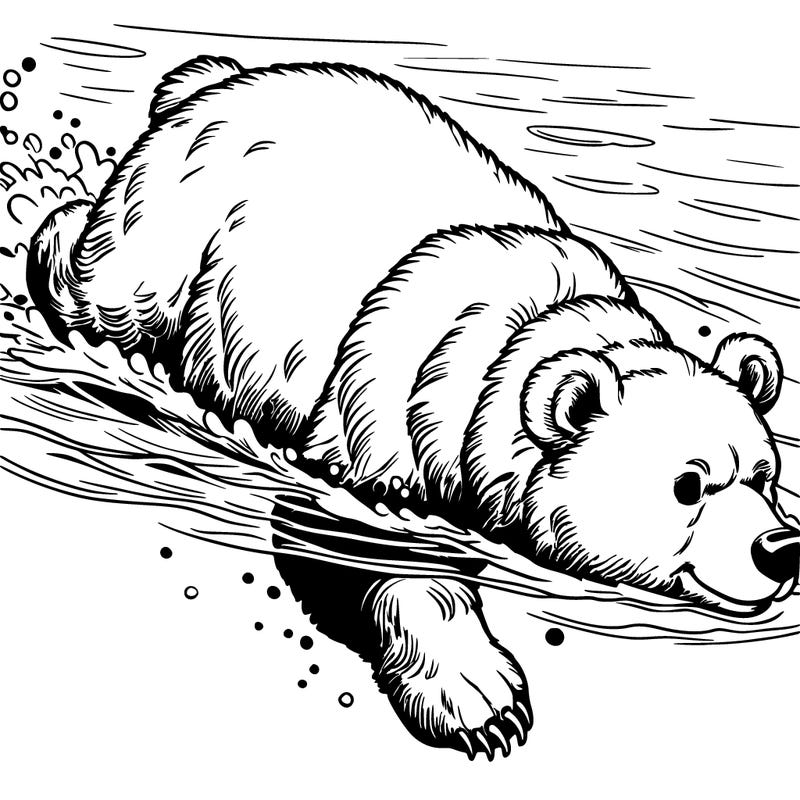 realistic bear swimming