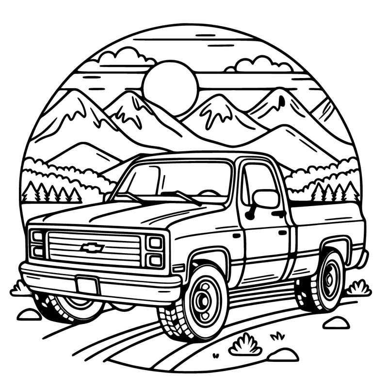 chevy truck in the mountains