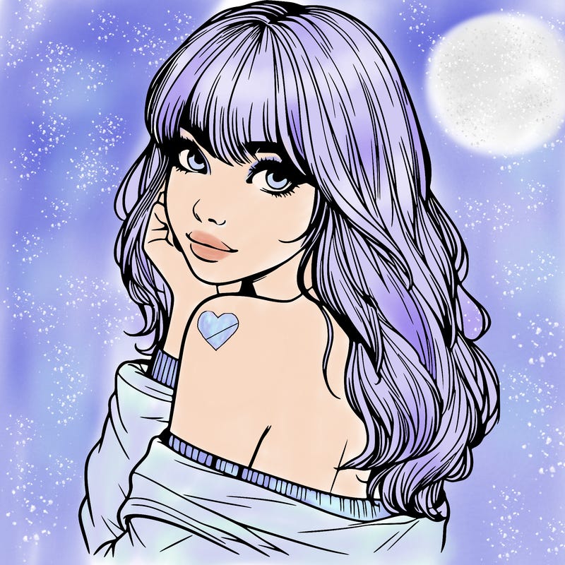 realistic girl with bangs looking over her shoulder
