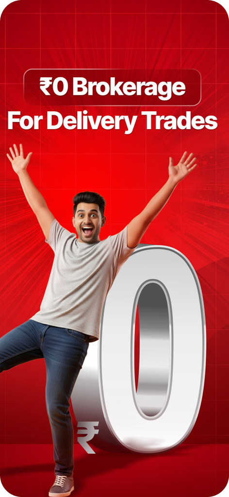 Promotional image for Kotak Neo app highlighting zero brokerage on delivery trades with a happy investor