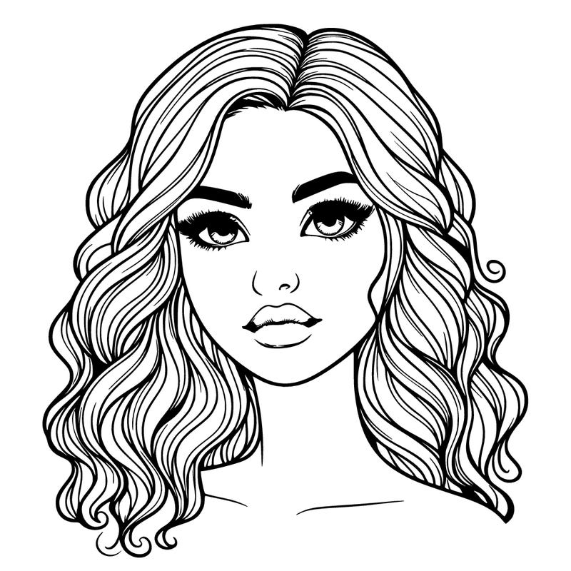 realistic girl with wavy hair and lips