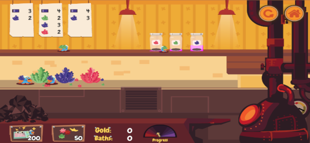 PenguBath - PenguBath gameplay showing penguins managing a bathhouse with herbs and coal