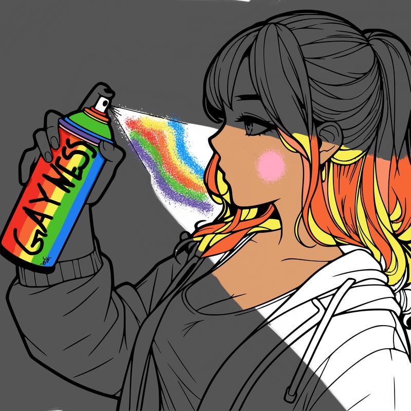 a realistic girl spray, painting