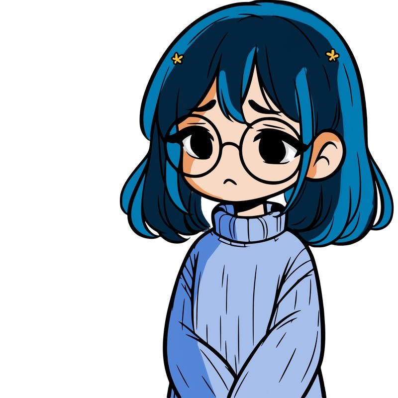 sad girl with glasses in a sweater