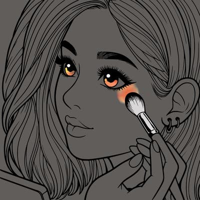 a realistic girl doing her makeup