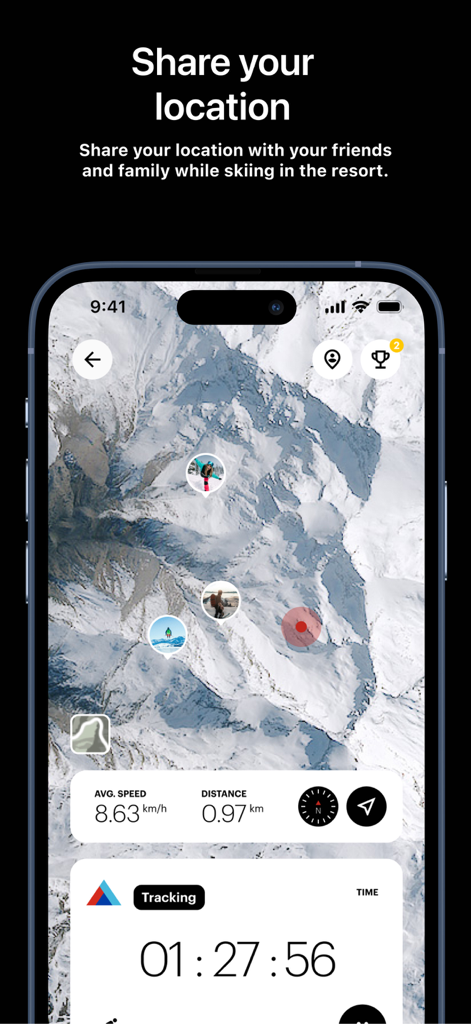 산악 지도에서 실시간 위치 공유 및 스키 활동 추적