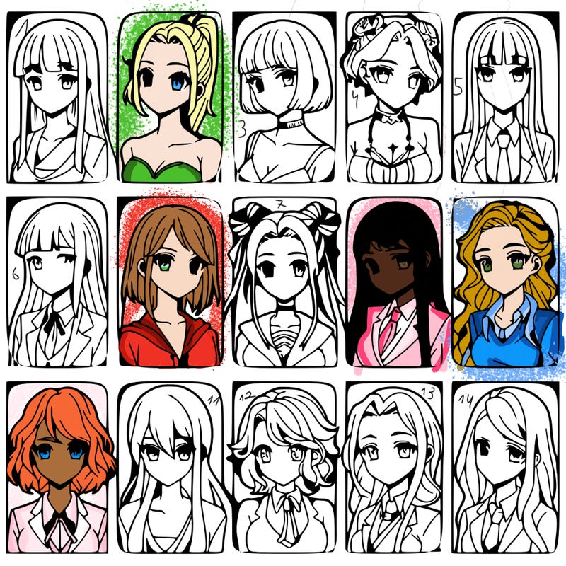 girls that look diffrent anime