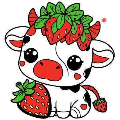 cute strawberry cow
