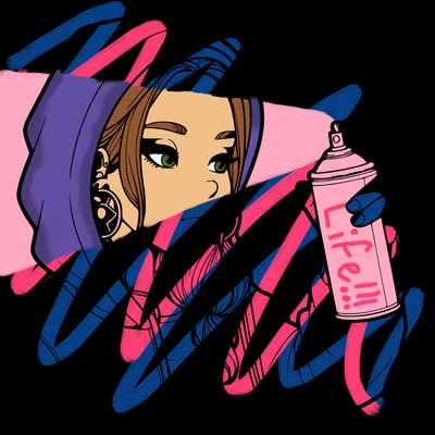 a realistic girl, spray painting