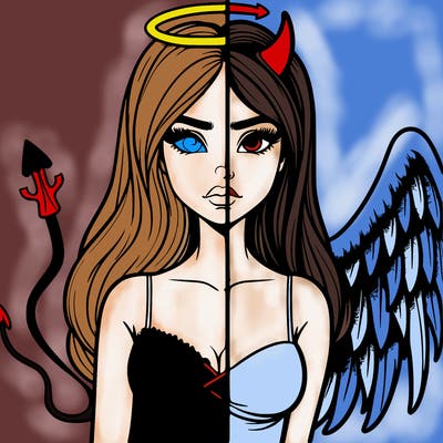 devil vs angel realistic girl