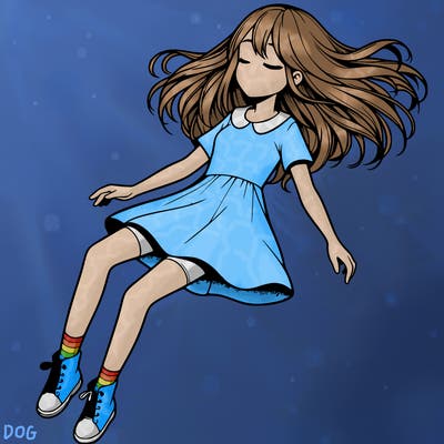 realistic girl floating