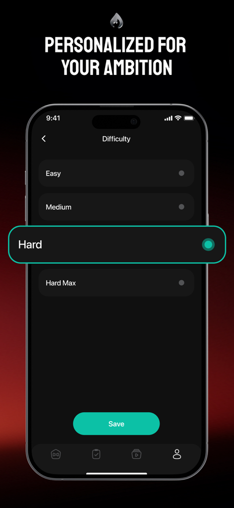 Kegel Men Exercises | KegelX - Oberfläche zur Auswahl des Trainingsschwierigkeitsgrads in der KegelX Herren-Gesundheits-App
