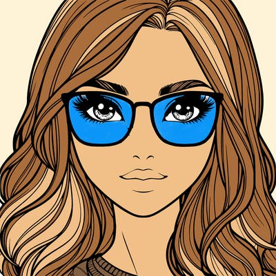 a realistic, beautiful girl with pretty eyes and long hair she has glasses and freckles