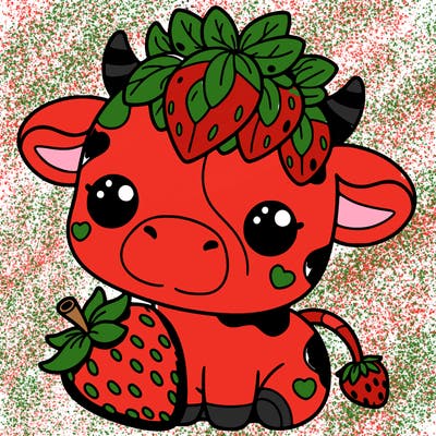 cute strawberry cow